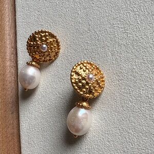 Julie Vos Elegant Gold and Pearl Drop Earrings